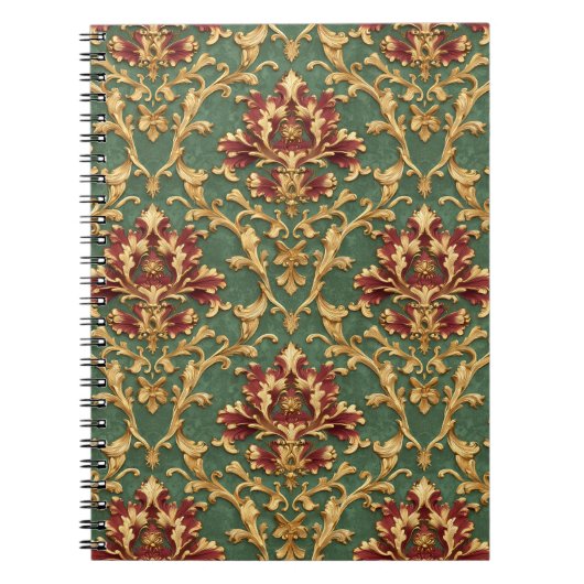 Smaragd-Gold-Barock-Damask Notizblock (Vorderseite)