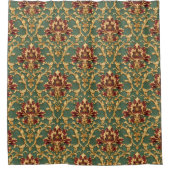 Smaragd-Gold-Barock-Damaskus Duschvorhang (Vorderseite)