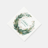 Smaragd- & Gold-Blumen-Brautparty Serviette (Ecke)