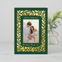 Smaragd-Gold-Botanik-Familienfoto-Weihnachtskarte