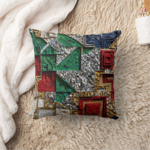 Smaragd-Gold-Elfenbein-Rot-Blau-Riesen-Mosaikquadr Kissen