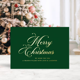 Smaragd-Gold-Frohe-Weihnachten-Folienkarte Folien Feiertagskarte