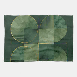 Smaragd-Gold Geometrische Harmonie Geschirrtuch