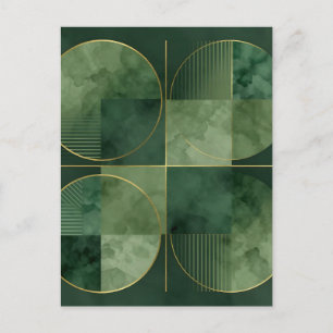 Smaragd-Gold-Geometrische Harmonie Postkarte