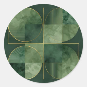 Smaragd-Gold Geometrische Harmonie Runder Aufkleber