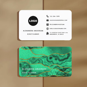 Smaragd-Gold-Glitter-Marmor-Achat-Geode Visitenkarte