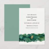 Smaragd-Gold-Hochzeit Save The Date (Vorne/Hinten)