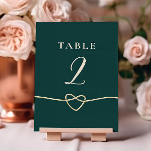 Smaragd-Gold-Hochzeitstisch-Nummernkarte Tischnummer