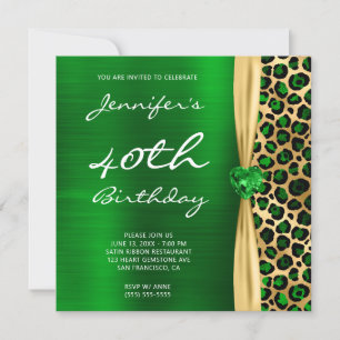 Smaragd-Gold-Leopard-Folie-Gem-Band 40. Geburtstag Einladung