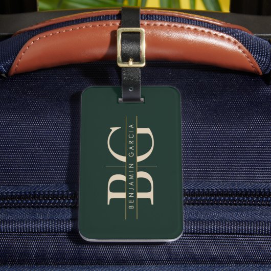 Smaragd-Gold-Monogramm-Gepäckanhänger Gepäckanhänger (Vorderseite Insitu 2)