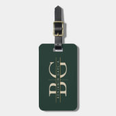 Smaragd-Gold-Monogramm-Gepäckanhänger Gepäckanhänger (Vorderseite vertikal)