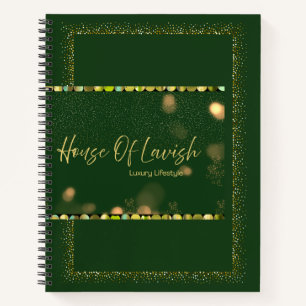 Smaragd-Gold-Pailletten-Spiral-Signatur-Journal Notizblock
