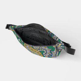 Smaragd-Gold-Paisley-Druck-Fanny-Pack mit zwei Sei Bauchtasche