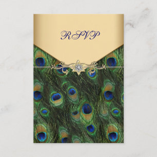 Smaragd-Gold-Pfau-Hochzeits-RSVP RSVP Karte