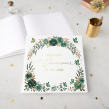 Smaragd-Gold-Schmetterlinge Florale Quinceañera