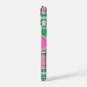 Smaragd Heiß Rosa Preppy Patchwork Madras Monogram iPhone 15 Hülle (Linke Seite)