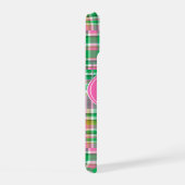 Smaragd Heiß Rosa Preppy Patchwork Madras Monogram iPhone 15 Hülle (Rechte Seite)