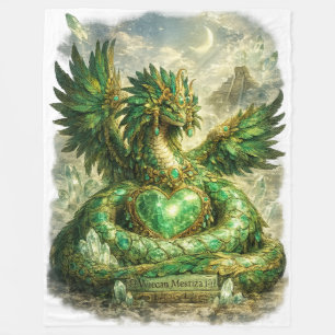 Smaragd-Herz des Quetzalcóatl Gefiederte Schlang Fleecedecke
