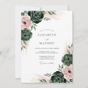 Smaragd-Hochzeit im Floral-Romantik-Stil Einladung