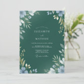 Smaragd-Hochzeit mit bemaltem Blatt Einladung (Stehend Vorderseite)