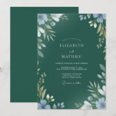 Smaragd-Hochzeit mit bemaltem Blatt Einladung (Vorne/Hinten)