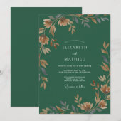 Smaragd-Hochzeit mit Bernsteinlaub-Eukalyptus Einladung (Vorne/Hinten)