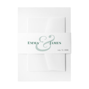 Smaragd-Hochzeitseinladung Namen & Monogramm Einladungsbanderole