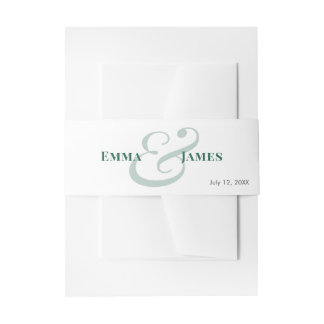 Smaragd-Hochzeitseinladung Namen & Monogramm |  Einladungsbanderole