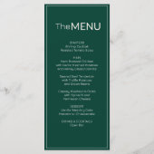 Smaragd-Hochzeitsmenü-Dankeschön-Karte im Stil des Programm (Rückseite)