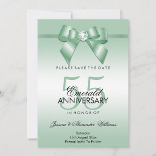 Smaragd-Jubiläums-Schleife und -Band zum 55. Hochz Save The Date
