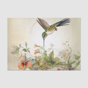 Smaragd-Kolibri-Sprühnebel aus orange-roten Blumen Seidenpapier