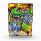 Smaragd Kosmischer Drache Acrylblock Fotoblock (Vorderseite)