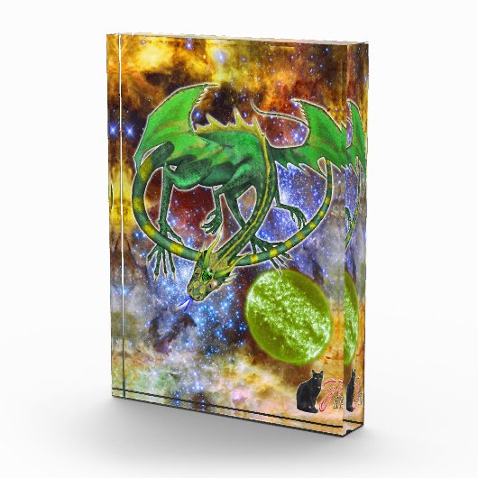 Smaragd Kosmischer Drache Acrylblock Fotoblock (Rechts)