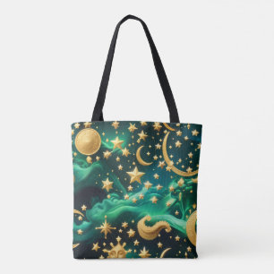 Smaragd-Kosmischer-Mond-Tote für Astrologie-Fans Tasche