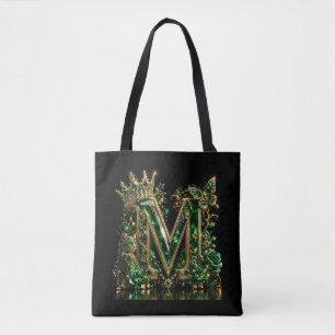 Smaragd Kristall Buchstabe M   Royal Luxus Tasche