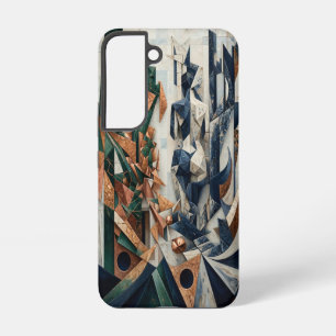 Smaragd-Kupfer und Navy-Marmor-Origami Samsung Galaxy Hülle