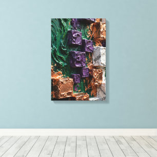 Smaragd-Kupfer-Würfel - Vertikale 3D-Impasto-Abstr Leinwanddruck