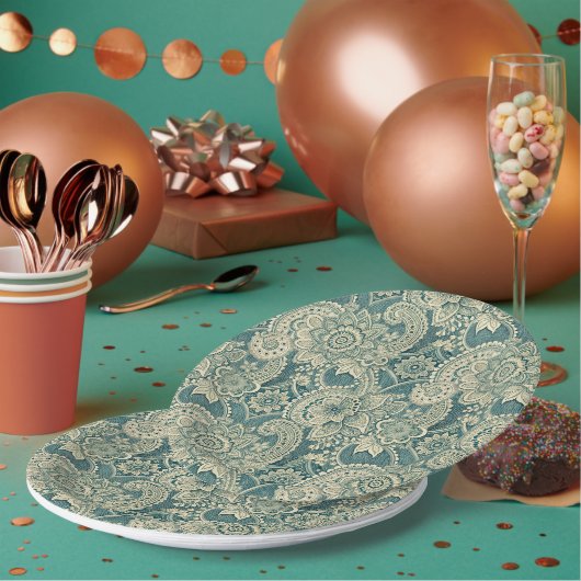 Smaragd-Lace-Medaillon Pappteller (Multi)
