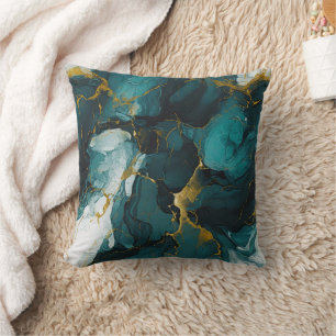 Smaragd-Marmor mit goldenen Adern Kissen