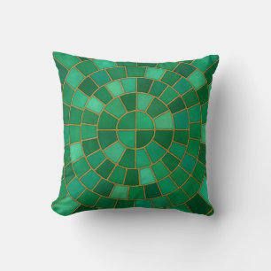 Smaragd-Mosaik-Kreismuster-Kunst Kissen
