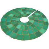 Smaragd-Mosaik-Kreismuster-Kunst Polyester Weihnachtsbaumdecke (Schrägansicht)