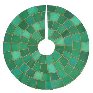 Smaragd-Mosaik-Kreismuster-Kunst Polyester Weihnachtsbaumdecke