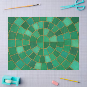 Smaragd-Mosaik-Kreismuster-Kunst Seidenpapier