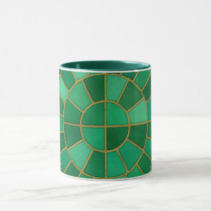 Smaragd-Mosaik-Kreismuster-Kunst Tasse