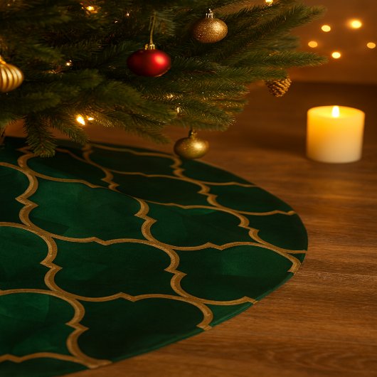 Smaragd-Muster im marokkanischen Stil – Luxus-Stil Polyester Weihnachtsbaumdecke