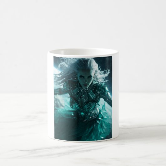 Smaragd-Nebel-Königin – Kosmische Alien-Rüstung  Kaffeetasse (Mittel)