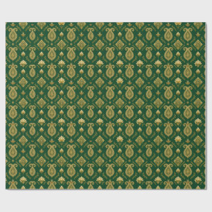 Smaragd-Paisley-Damask-Diwali-Geschenkpapier Geschenkpapier