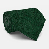Smaragd-Paisley-Seidenjacquard Krawatte (Gerollt)
