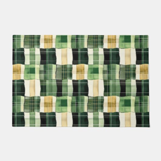 Smaragd-Patchwork-Kariert Fußmatte (Vorderseite)