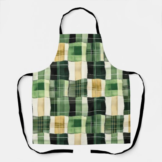 Smaragd-Patchwork-Kariert Schürze (Vorderseite)